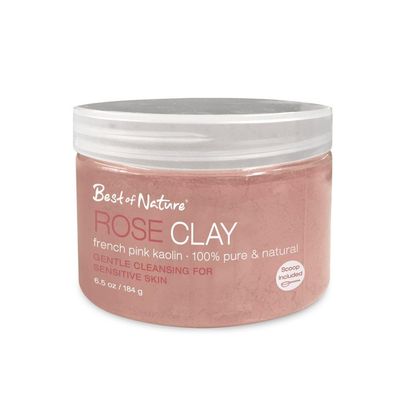 Best of Nature 100% Pure Rose Clay - French Pink Kaolin for Facial &amp; Body Care - 6.5 oz Jar - Natural Skincare Mask &amp; Exfoliant