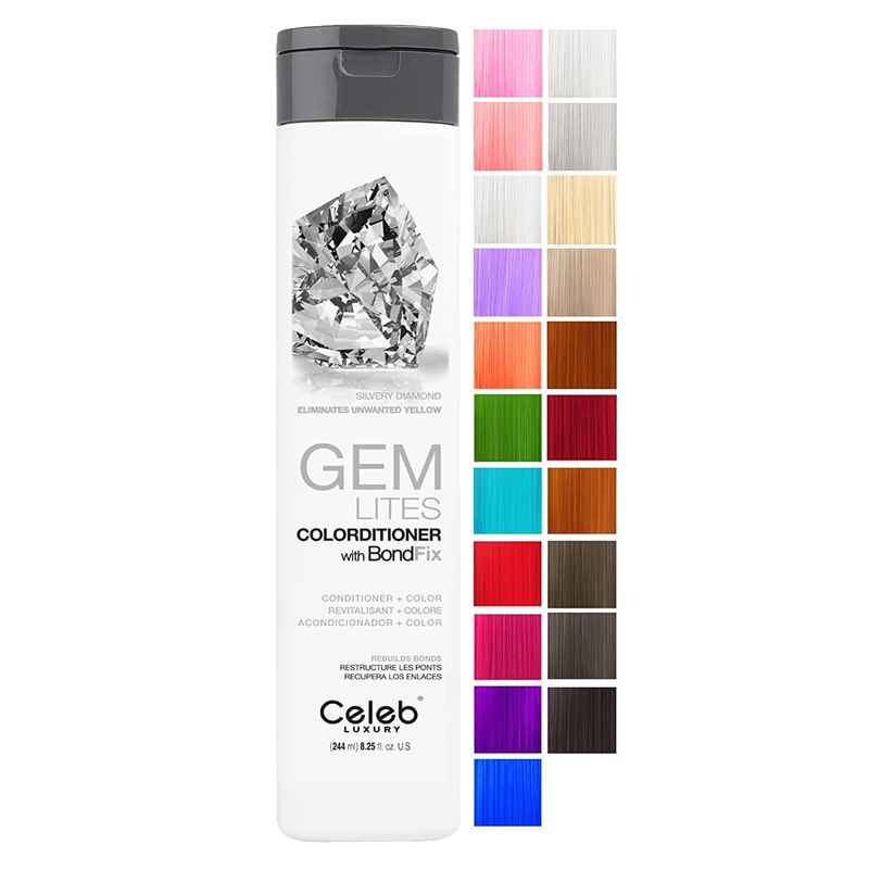 Celeb Luxury Colorwash Color Depositing Conditioner - Color Refresher , Vegan Hair Dye Mask, Bondfix Bond Rebuilder, Gem Lites Silvery Diamond