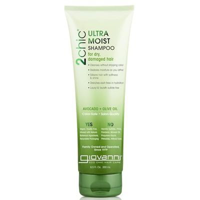 GIOVANNI 2chic Ultra-Moist Shampoo - Avocado &amp; Olive Oil, Creamy Hydration Formula, Enriched with Aloe Vera, Shea Butter, Botanical Extracts, No Parabens, Color Safe - 8.5 fl oz