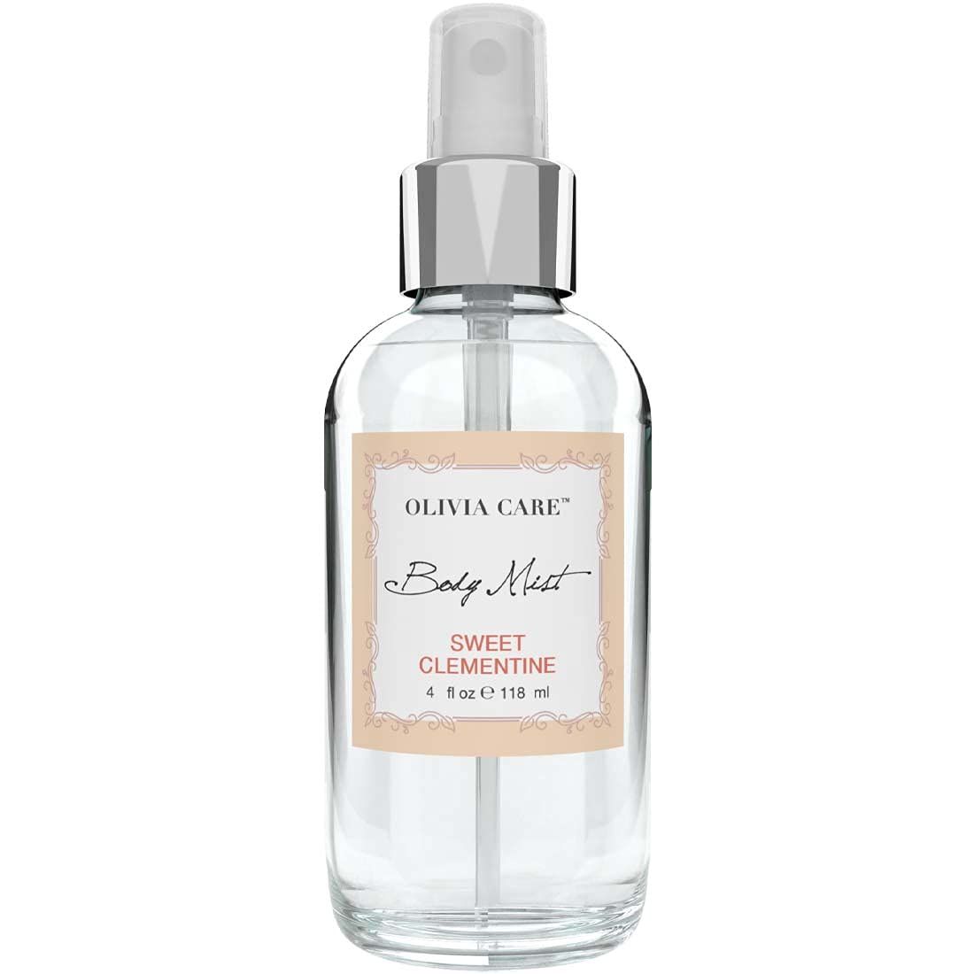 Olivia Care Body Mist Spray Made with Natural Sweet Clementine Scent - Refreshing, Soothing, Cooling &amp; Moisturizing - Eliminate Odor with Fresh Floal Aroma - 4 FL OZ