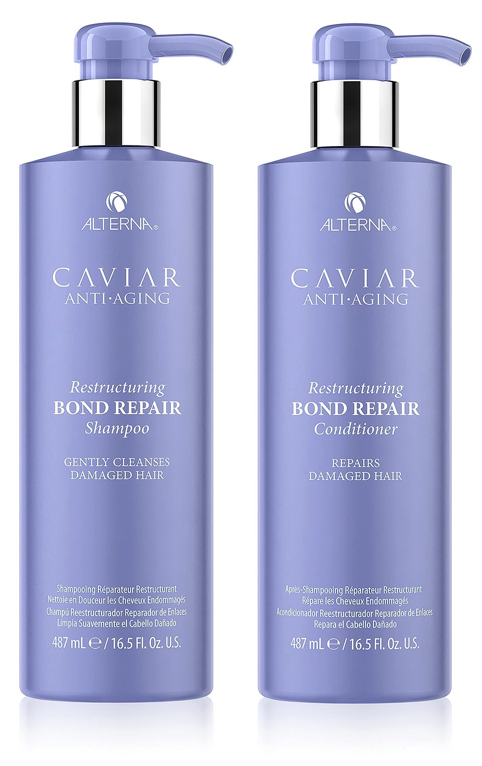 Alterna CAVIAR Anti-Aging Restructuring Bond Repair Shampoo and Conditioner Bundle, 16.5 oz | For Brittle, Damaged and Split Ends | Repairs, Strengthens &amp; Protects Damaged Hair | Sulfate Free