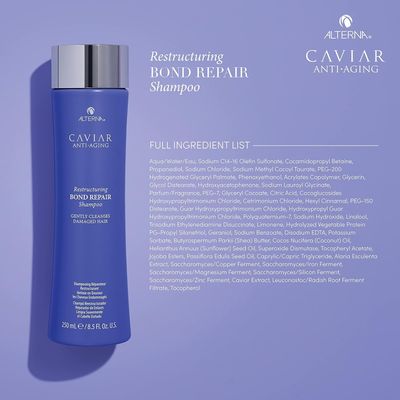 Alterna CAVIAR Anti-Aging Restructuring Bond Repair Shampoo and Conditioner Bundle, 16.5 oz | For Brittle, Damaged and Split Ends | Repairs, Strengthens & Protects Damaged Hair | Sulfate Free