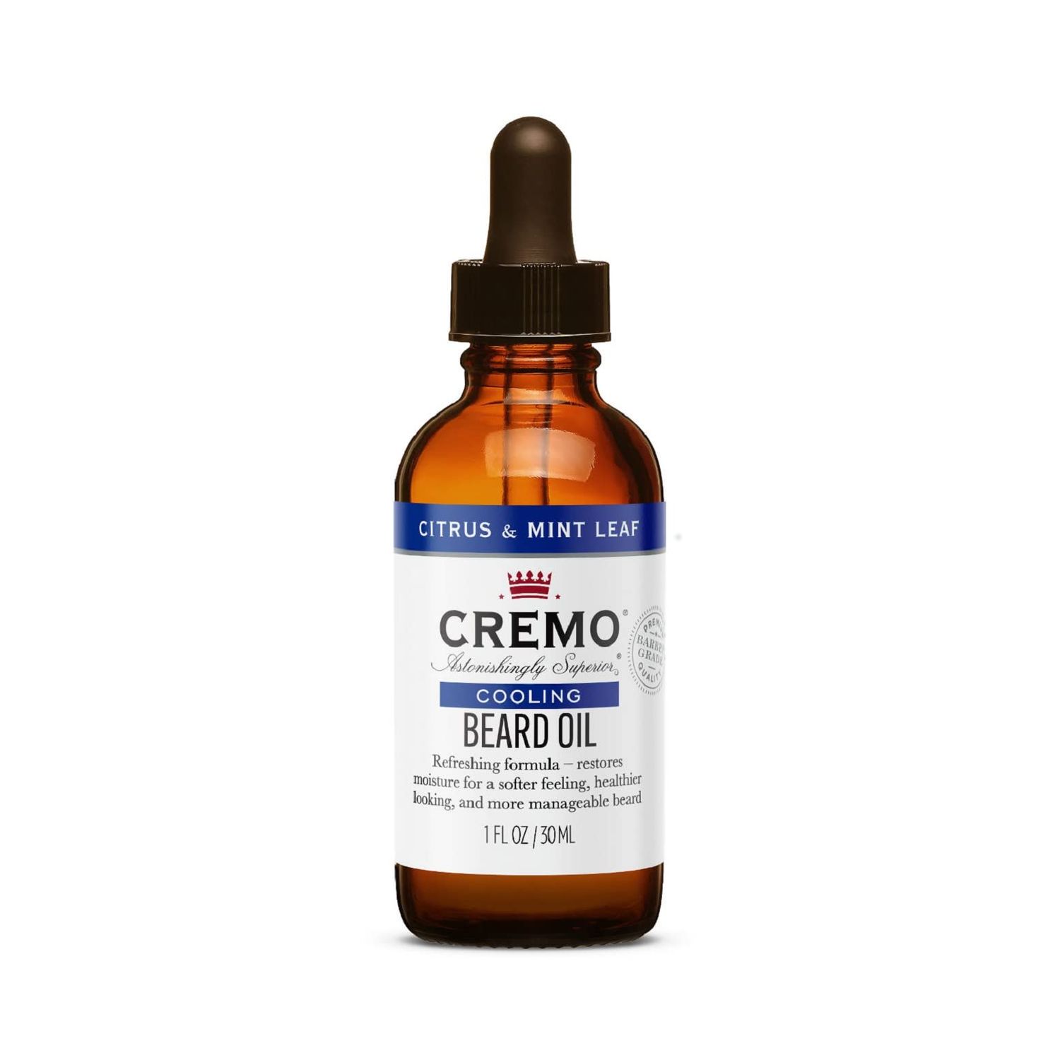 Cremo Beard Oil, Cooling Citrus &amp; Mint Leaf, 1 fl oz - Restore Natural Moisture and Soften Your Beard To Help Relieve Beard Itch
