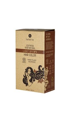 HM Herbal Me - Light Brown Henna Hair Color 200g,Certified 100% Natural by Ecocert Greenlife (France)
