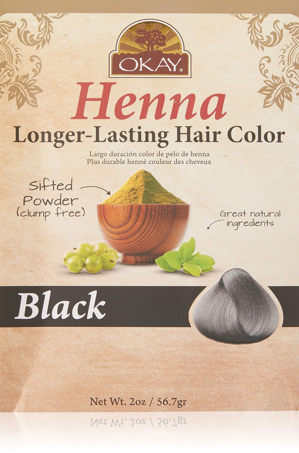 OKAY LONGER LASTING HENNA COLOR BLACK 50gr / 2oz