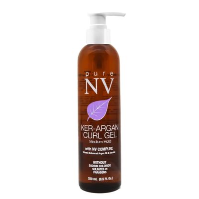 Pure NV Curl Gel Tame &amp; Revitalize Curls, Control Frizz &amp; Eliminate Fly-Aways, Made From Natural Vitamins &amp; Minerals, Keratin, Collagen &amp; Argan Oil Infused To Repair, Restore &amp; Strengthen 8.5 Oz
