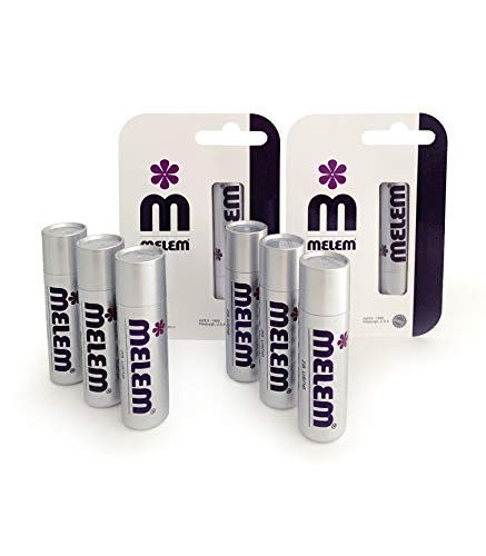 Six Melem Lip Balm Sticks with Lanolin, Relieves Dry, Chapped and Cracked Lips, Value Pack, each stick is .16 ounces