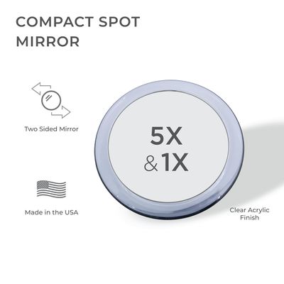 Zadro 5X Two-Sided Acrylic Compact Mirror, 4-Inch, Clear, (Z45X)