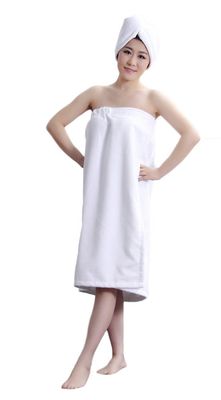 LifeWheel Womens Super Soft Absorbent Spa Towel Microfiber Bath Towel Wrap with Dry Hair Shower Cap (White)