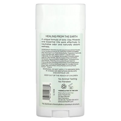 ClayDry Bold Fragrance Free Deodorant Zion Health 2.8 oz Stick