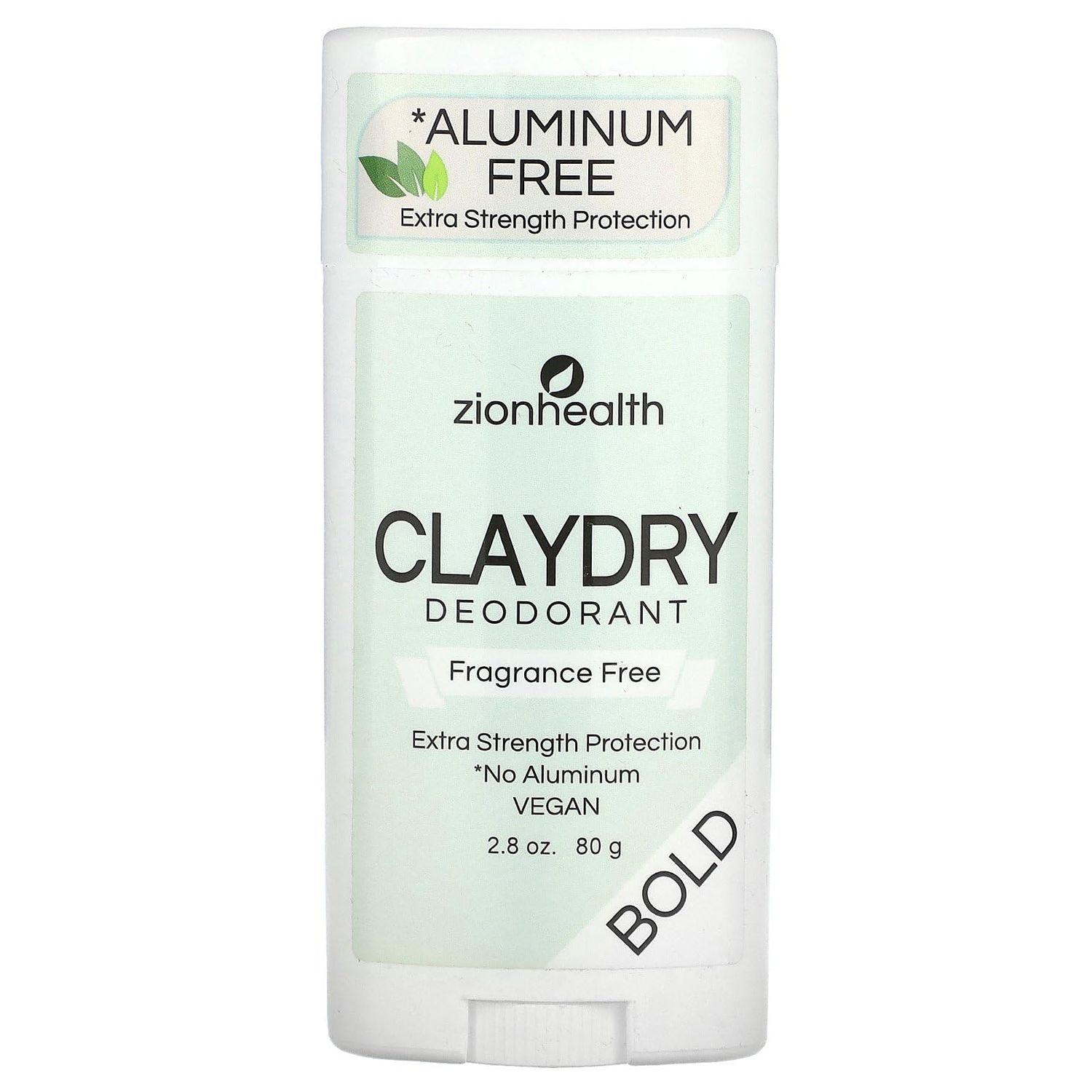 ClayDry Bold Fragrance Free Deodorant Zion Health 2.8 oz Stick