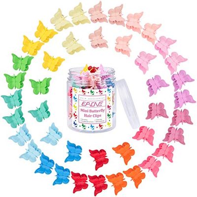 EAONE Matte Mini Butterfly Clips, Colorful Mini Hair Claw Clip for Girls and Women, 90s Y2K Cute Hair Styling Accessories, More than 10 Asscorted Colors, Set of 50