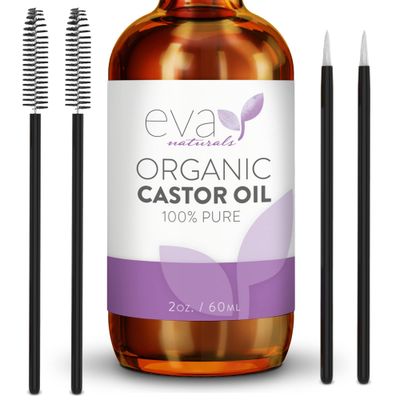 Eva Naturals Castor Oil (2oz) - Promotes Hair, Lash and Brow Growth, Diminishes Wrinkles and Anti-Aging - 100% Pure and Organic for Hair Treatment
