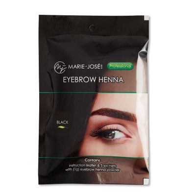 Marie-Jos &amp; Co Black Henna Tint Kit Eyebrow Dye, Eyebrow Spot Coloring, Long-Lasting Eyebrow Powder, Water &amp; Smudge Proof, 5 Sachets, Good for 50 Applications