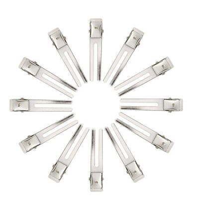 Twdrer 100PCS Hairdressing Double Prong Pin Curl Clips, Setting Section Clips for Hair Bows, Extensions, Salon, Barber, Stylist (1.8&quot;, Silver)