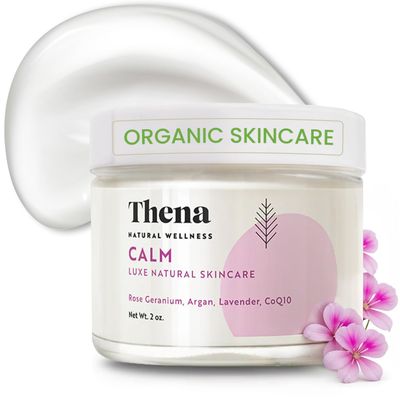 THENA CALM Face Moisturizer Cream Organic &amp; Natural Skin Care, Ultra Hydrating With Hyaluronic Acid &amp; Lavender Plant-based Skincare Anti aging Face Cream Dry Skin Facial Moisturizer For Women Men