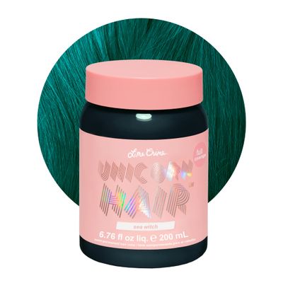 Lime Crime Unicorn Hair Dye Full Coverage, Sea Witch (Rich Teal) - Vegan and Cruelty Free Semi-Permanent Hair Color Conditions &amp; Moisturizes - Temporary Green Hair Dye With Sugary Citrus Vanilla Scent
