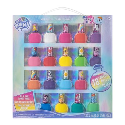 Townley Girl My Little Pony Non-Toxic Water Based Peel-Off Nail Polish Set with Glittery and Opaque Colors for Girls Kids Teens Ages 3+, Perfect for Parties, Sleepovers and Makeovers, 18 Pcs