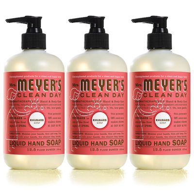 MRS. MEYER&#39;S CLEAN DAY Hand Soap, Made with Essential Oils, Biodegradable Formula, Rhubarb, 12.5 Fl. Oz - Pack of 3