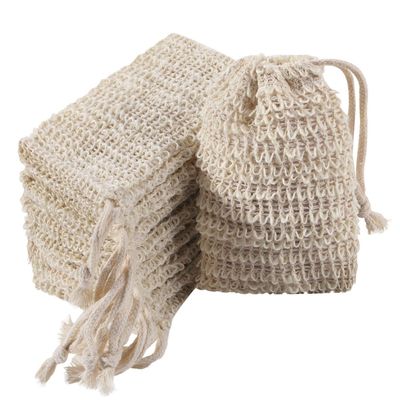 Trounistro 30 Pack Soap Exfoliating Bag Pouch Soap Saver Natural Ramie Soap Bag Hand Made Soap Bag Mesh Soap with Drawstring for Bath &amp; Shower Use