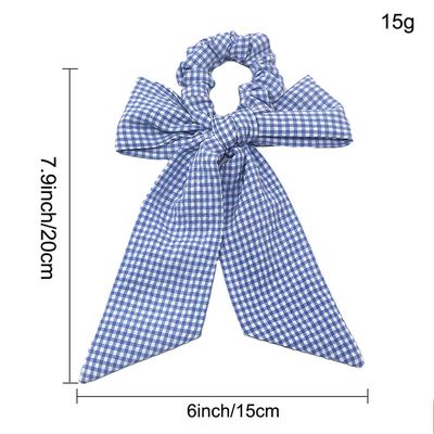 5Pcs Bow Hair Scrunchies, Polka Dot Scarf Hair Bow, Chiffon Bow Hair Bands Hair Scarves for Women Girls (5 Colors Pack E)