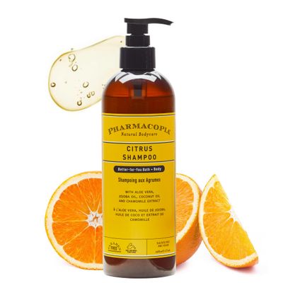 Pharmacopia Citrus Shampoo - Natural Hair Care with Plant Based &amp; Organic Ingredients Aloe Vera, Jojoba Oil, Coconut Oil, and Chamomile Extract - Vegan, Cruelty Free, No Parabens or Sulfates, 16 oz