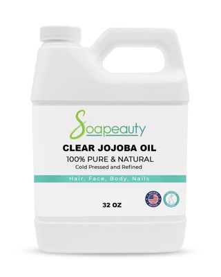 Soapeauty Clear Jojoba Oil | 100% Pure &amp; Natural | Refined, Cold Pressed, Hexane Free | Moisturizing Oil for Skin, Face, Hair &amp; Nails | 32 fl oz