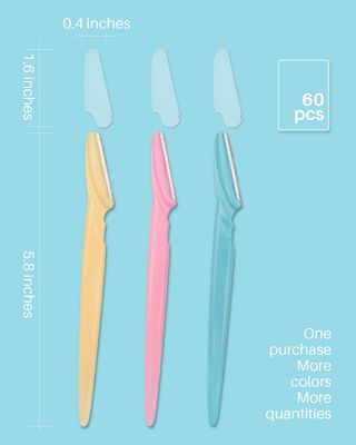 MoHern Dermaplane Razor, 60 Pcs Face Razors for Women and Men, Multipurpose Eyebrow Razor, Dermaplaning Tool for Face Multi-Color