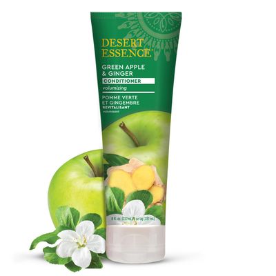 Desert Essence Green Apple and Ginger Conditioner - 8 fl oz - Volume for Fine Hair - Moisturizing, Thickening, Volatizing - w/Organic Extracts and Oils, Vitamins, Antioxidants - Paraben-Free