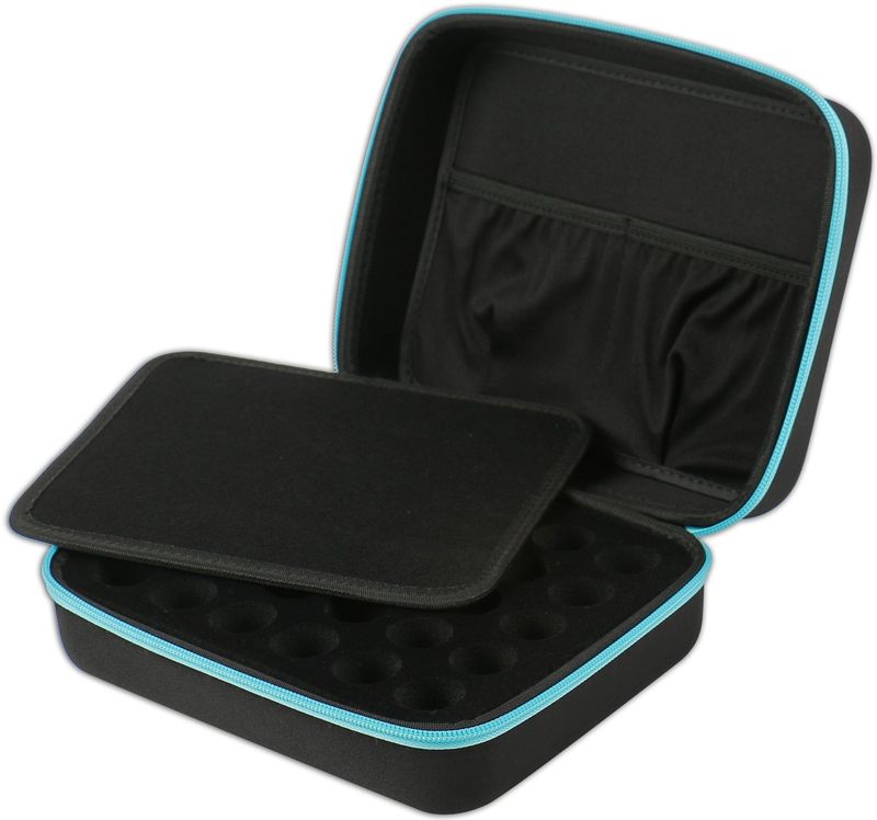 Essential Oils Carrying Case for 5ml, 10ml and 15ml Bottles - Hard Shell Exterior Storage Organizer Holds doTerra and Endless Others by Soothing Wellness Essentials (Caribbean Blue, 30 Oils)