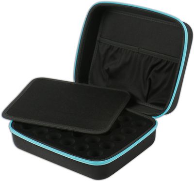 Essential Oils Carrying Case for 5ml, 10ml and 15ml Bottles - Hard Shell Exterior Storage Organizer Holds doTerra and Endless Others by Soothing Wellness Essentials (Caribbean Blue, 30 Oils)