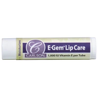 Carlson - E-Gem Lip Care, Vitamin E Lip Balm, 1000 IU Vitamin E, Moisturizing &amp; Nourishing Lip Balm Stick, Shea Butter, Beeswax, and Aloe, Soften &amp; Hydrate Lips, Lip Balm with Vitamin E, 0.15 oz
