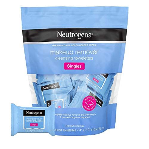 Neutrogena Makeup Remover Cleansing Towelette Singles, Daily Face Wipes to Remove Dirt, Oil, Makeup &amp; Waterproof Mascara, Individually Wrapped, 20 ct (Pack of 2)