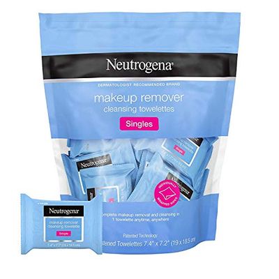 Neutrogena Makeup Remover Cleansing Towelette Singles, Daily Face Wipes to Remove Dirt, Oil, Makeup &amp; Waterproof Mascara, Individually Wrapped, 20 ct (Pack of 2)