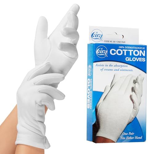 Cara Moisturizing Eczema 100% Premium Cotton Gloves, Small, White, 1 Pair