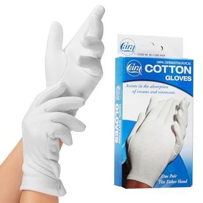 Cara Moisturizing Eczema 100% Premium Cotton Gloves, Small, White, 1 Pair