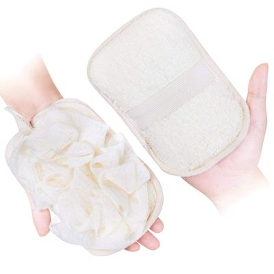 mikimini Bath Mitt for Women, Bath Pouf Mesh Brushes 1 PC Upgraded Version | Loofah Sponge &amp; Exfoliating Pad 2 in 1 Professional Design | Exfoliating Gently with The Elastic (1 PACK)