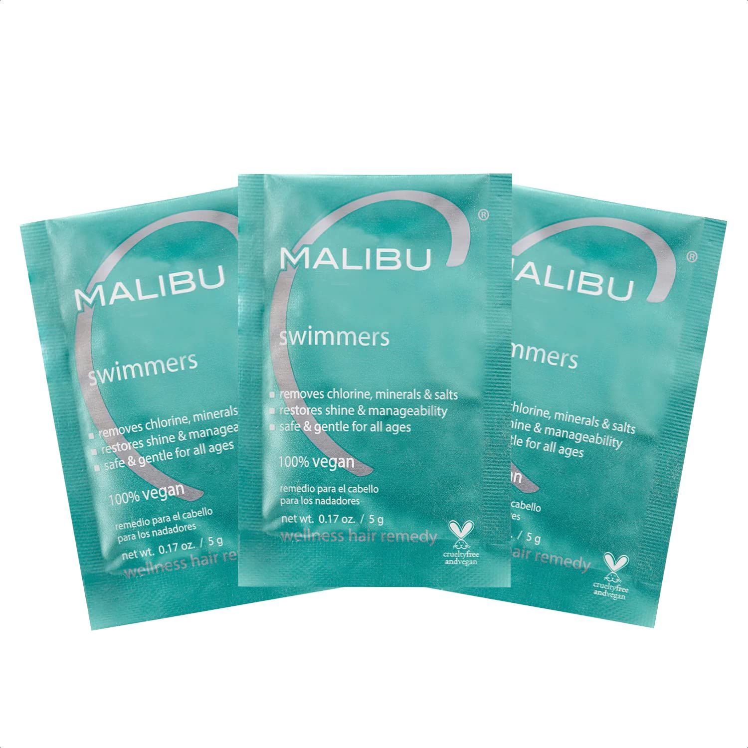 Malibu C Swimmers Wellness Remedy - Restoring &amp; Hydrating Hair Care with Vitamin C Complex - Protects Hair Discoloration from Chlorine and Pool Elements (3 Packets)