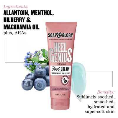 Soap &amp; Glory Original Pink Heel Genius Foot Cream - Moisturizing Foot Cream with AHA Exfoliant for Dry Cracked Feet - Contains Hydrating Macadamia Oil (4.2 oz)