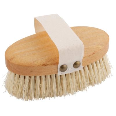 Redecker Tampico Fiber Massage Brush, Oiled Beechwood Handle and Extra-Long Cotton Strap, 5-1/4 inches, Made in Germany