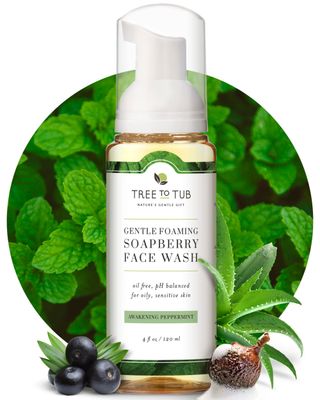 Tree to Tub Sensitive Skin Face Wash for Oily or Combination Skin - Gentle Tea Tree Face Cleanser for Women &amp; Men, Oil Free Daily Foaming Facial Cleanser w/Organic Aloe Vera, All Natural Peppermint