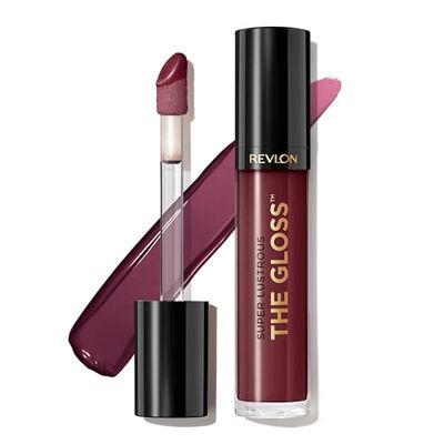 REVLON Lip Gloss, Super Lustrous The Gloss, Non-Sticky, High Shine Finish, 265 Black Cherry, 0.13 Oz