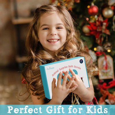 Aofmee Bath Bombs for Kids, Handmade Natural Bath Bombs with Surprise Inside, Shea Cocoa Butter Moisturize, Spa Fizzies Bath Bomb Kit, Birthday Christmas Holiday Gifts for Women, Girls, Boys