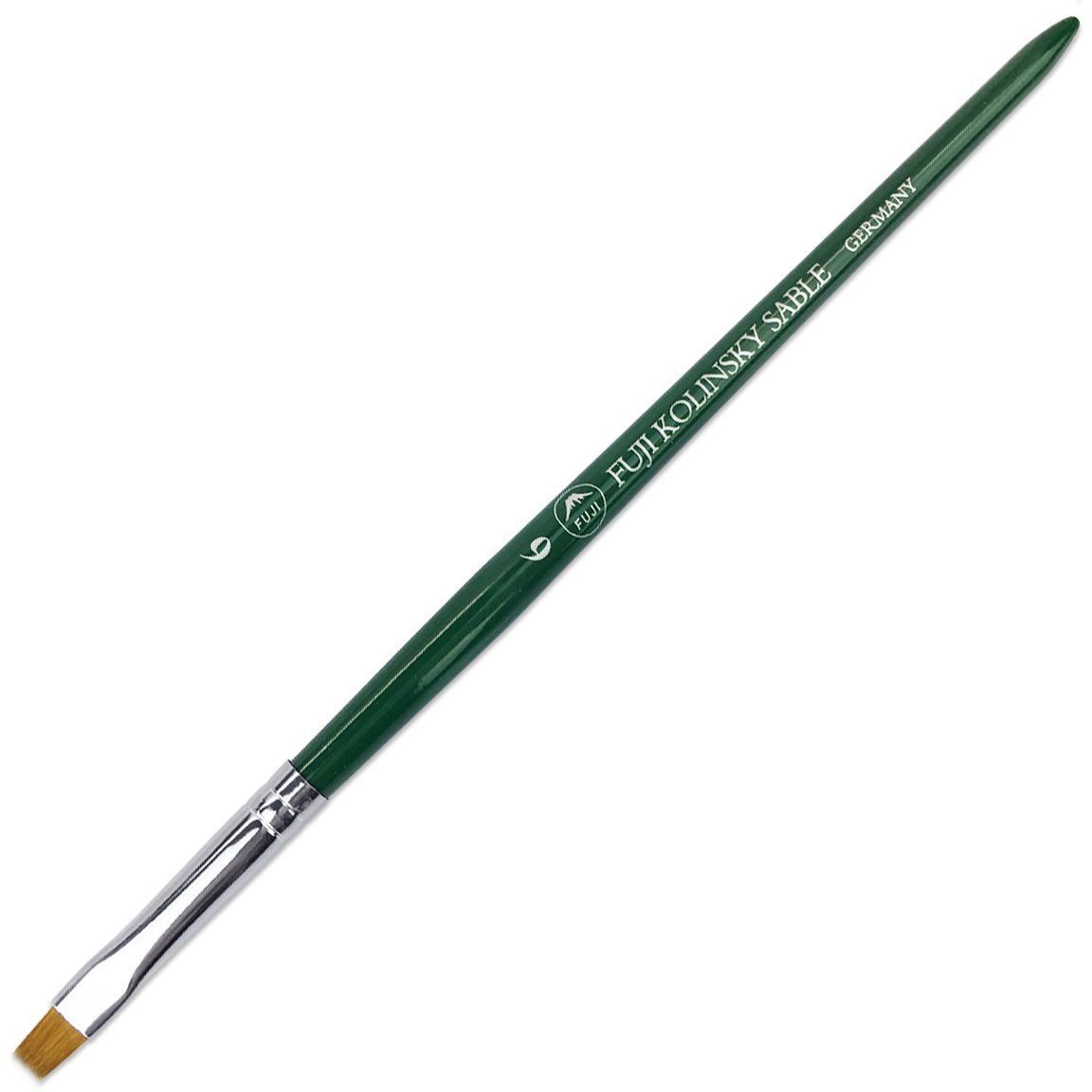 Fuji Kolinsky Sable Brush (Short Flat Shaped, Green Handle) Size # 6