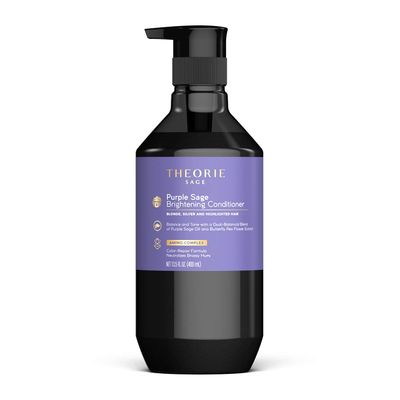 Theorie Purple Sage Brightening Conditioner for Blonde, Bleached, Silver, and Grey Hair - Eliminates Brassiness &amp; Yellows | Infused with Argan, Marula, and Grape Seed Oil - 400mL