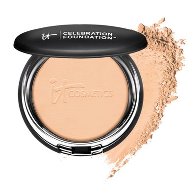 IT Cosmetics Medium Full-Coverage Anti-Aging Powder Foundation with Collagen &amp; Hyaluronic Acid - 0.3 oz Compact