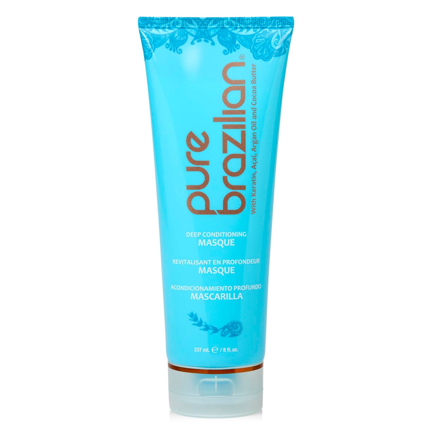 Pure Brazilian Deep Conditioning Masque with Brazilian Keratin, Acai &amp; Arginine, Deep Conditioner Hair Treatment, 8 Fl Oz