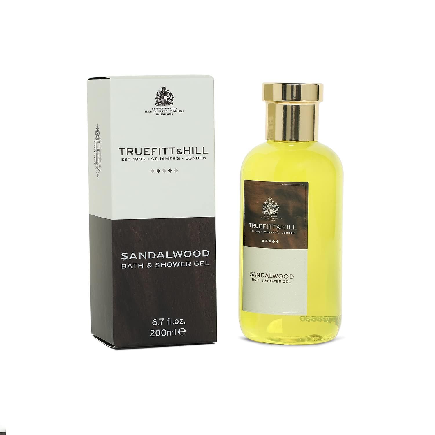 Truefitt &amp; Hill Premium Luxury Bath &amp; Shower Gel - Sandalwood - Rich Lather, Deep Cleanse, and Refreshing Aroma - 6.7 oz.