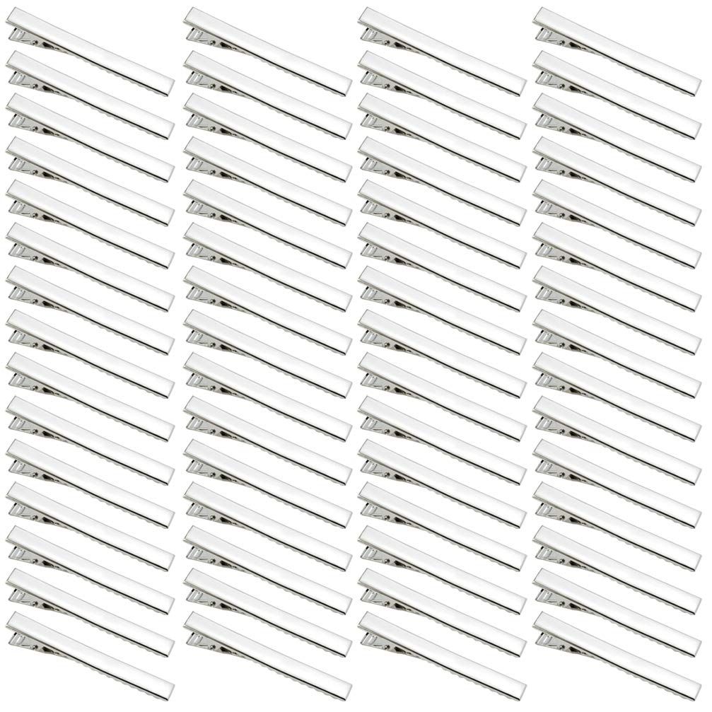 60 Pcs Alligator Curl Clips, Bantoye 2.56 Inch Flat Single Prong Clips Hair Accessories for Hair Styling, Coloring, Silver