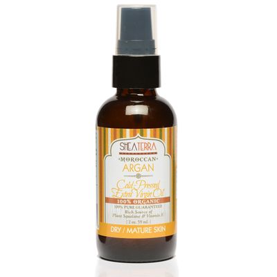 Shea Terra Moroccan Argan Cold-Pressed Extra Virgin Oil | Nutrient-Rich, All Natural &amp; Organic Oil with Anti-Aging Vitamin A and E to Increase Skin Elasticity for Dry, Mature Skin - 2 oz